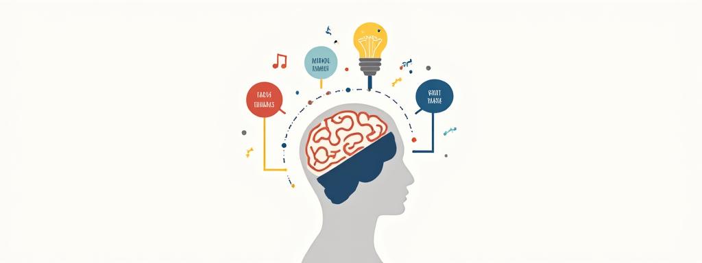 Infographie montrant la connexion entre l'éveil musical et le développement cérébral et académique précoce des enfants.