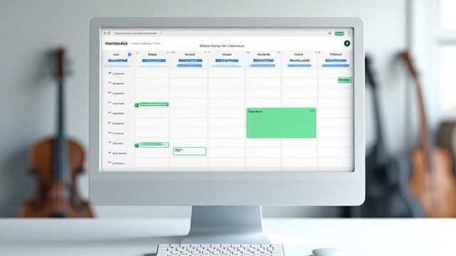 Capture d'écran d'un calendrier de réservation épuré affichant plusieurs créneaux disponibles pour des cours de musique.