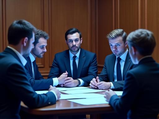 Un panneau de trois jurés professionnels délivrant un feedback à un étudiant musicien après une fausse audition.